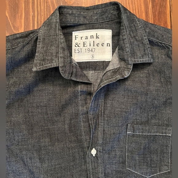 FRANK & EILEEN Barry Woven Button Up Long Sleeve Denim Top Raw Rinse Denim - Picture 8 of 12